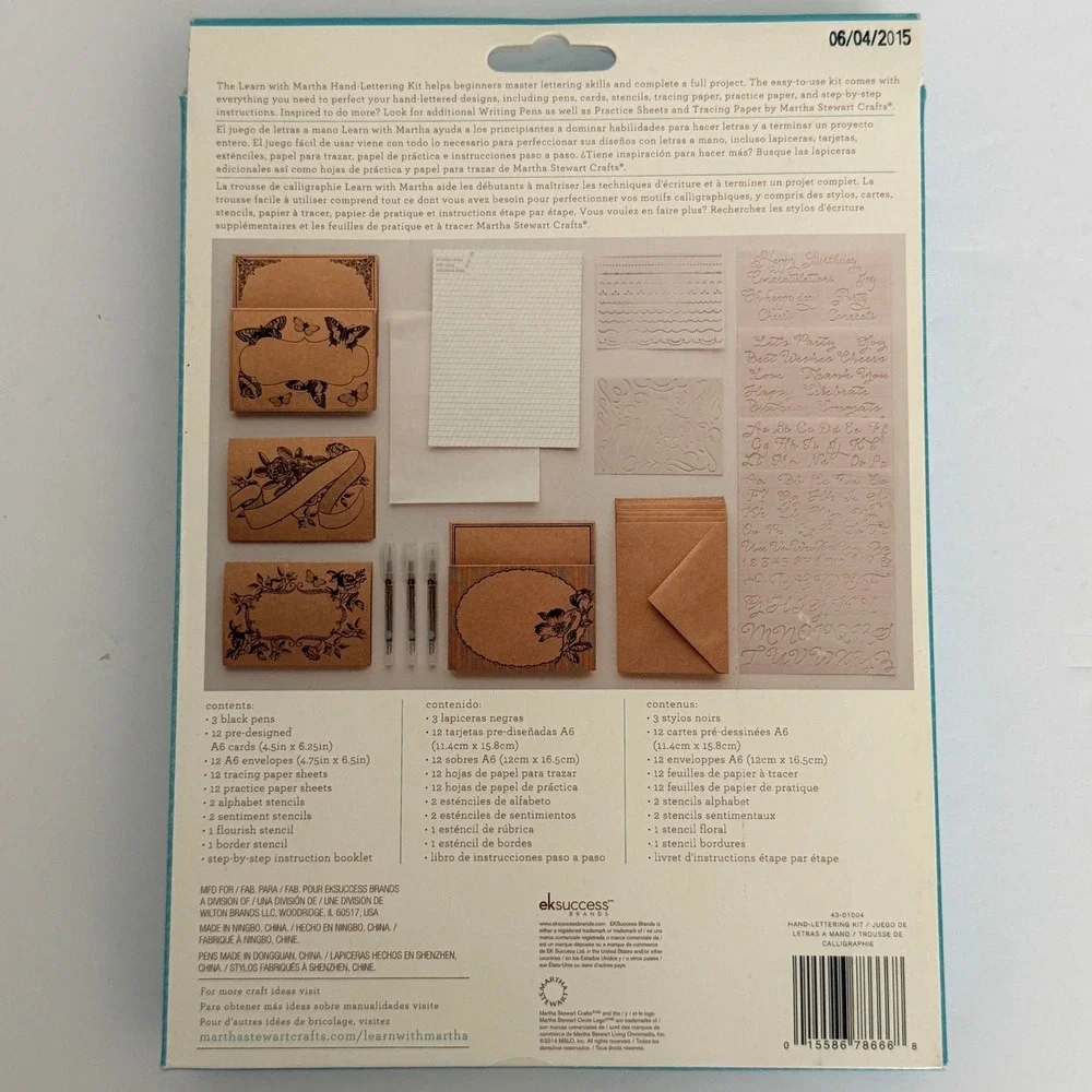 Martha Stewart Crafts Hand-Lettering Kit Calligraphy Stencils Pens 57pc New 2015
